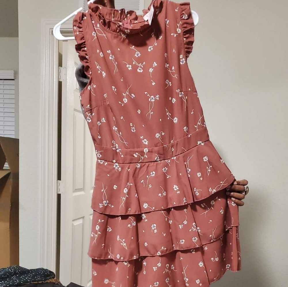 peach peasant dress